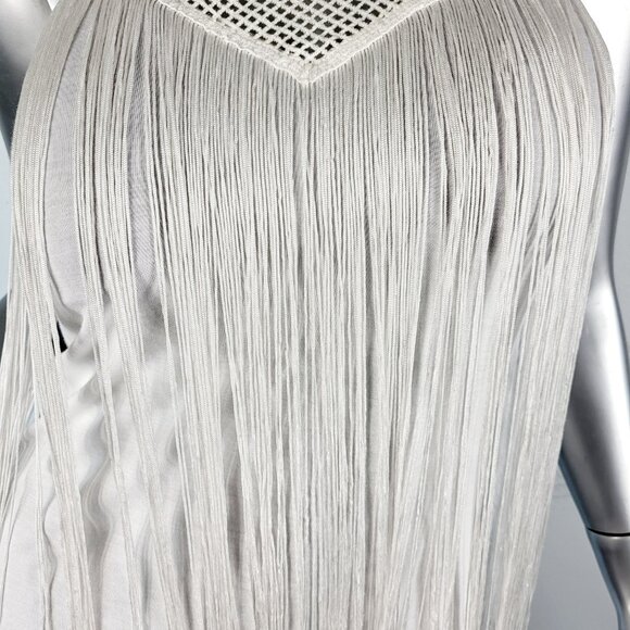 NWT~$60~INC~INTERNATIONAL CONCEPTS~S~WHITE FRINGE SLEEVELESS T-SHIRT TANK TOP - Picture 9 of 16